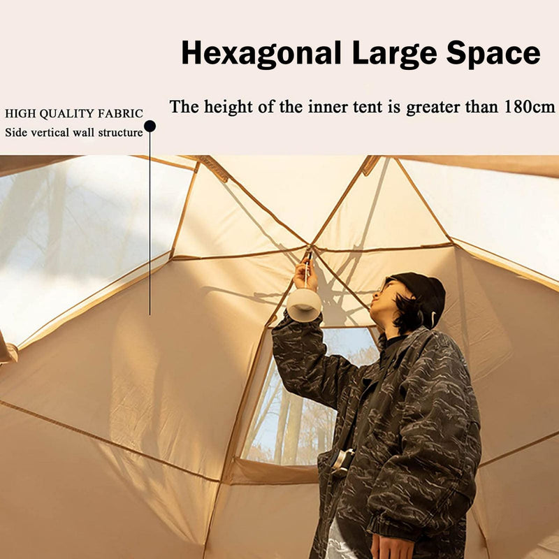 Large Space Luxury Frog Hexagonal Tent 5-8 Person Double Layer - Green - Outbackers