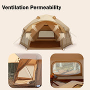 Large Space Luxury Frog Hexagonal Tent 5-8 Person Double Layer - Green - Outbackers