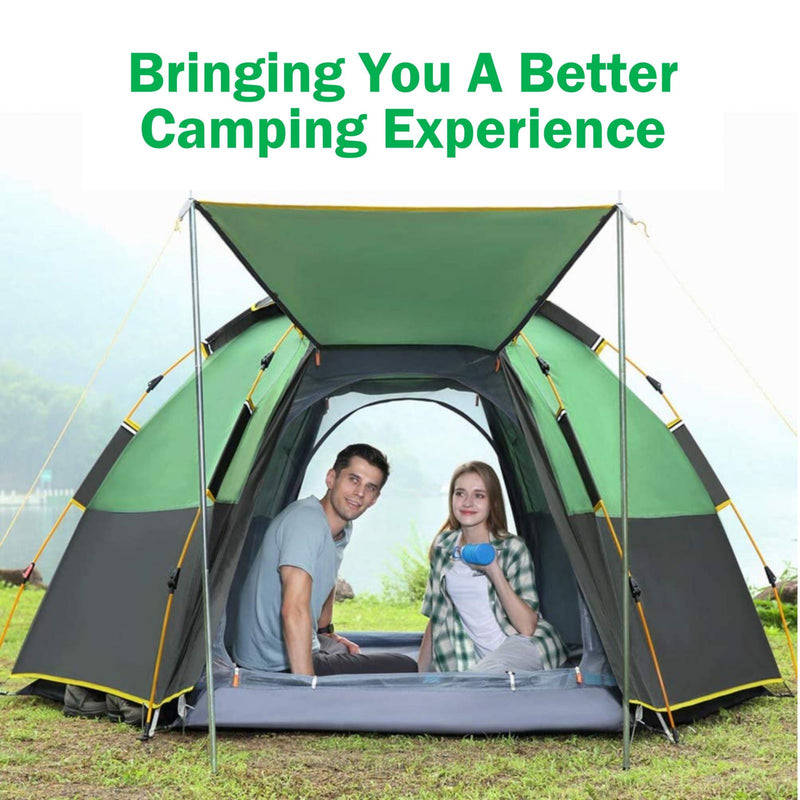 Waterproof Instant Camping Tent 4/5/6 Person Easy Quick Setup Dome Hexagonal Family Tents For Camping, Double Layer Flysheet Can Be Used As Beach Shelter - Outbackers