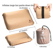 Self Inflating Camping Pillow with Ergonomic 3D Support - Gold - Outbackers