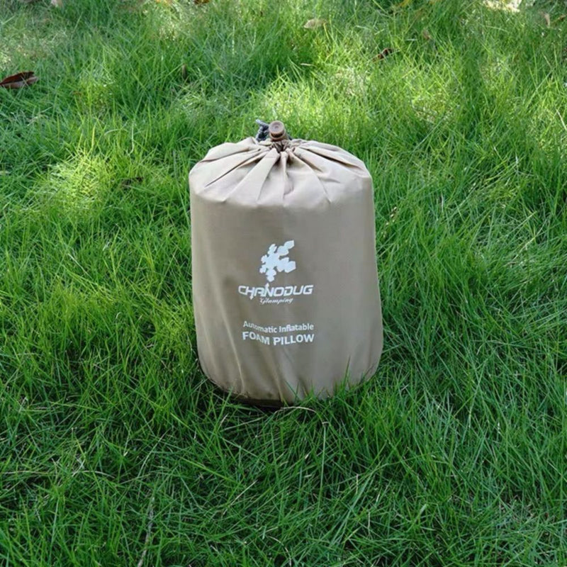 Self Inflating Camping Pillow with Ergonomic 3D Support - Gold - Outbackers