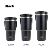 600ML Black Stainless Steel Travel Mug with Leak-proof 2-in-1 Straw and Sip Lid, Vacuum Insulated Coffee Mug for Car, Office, Perfect Gifts, Keeps Liquids Hot or Cold - Outbackers