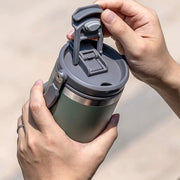600ML Green Stainless Steel Travel Mug with Leak-proof 2-in-1 Straw and Sip Lid, Vacuum Insulated Coffee Mug for Car, Office, Perfect Gifts, Keeps Liquids Hot or Cold - Outbackers