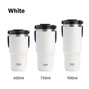 600ML White Stainless Steel Travel Mug with Leak-proof 2-in-1 Straw and Sip Lid, Vacuum Insulated Coffee Mug for Car, Office, Perfect Gifts, Keeps Liquids Hot or Cold - Outbackers