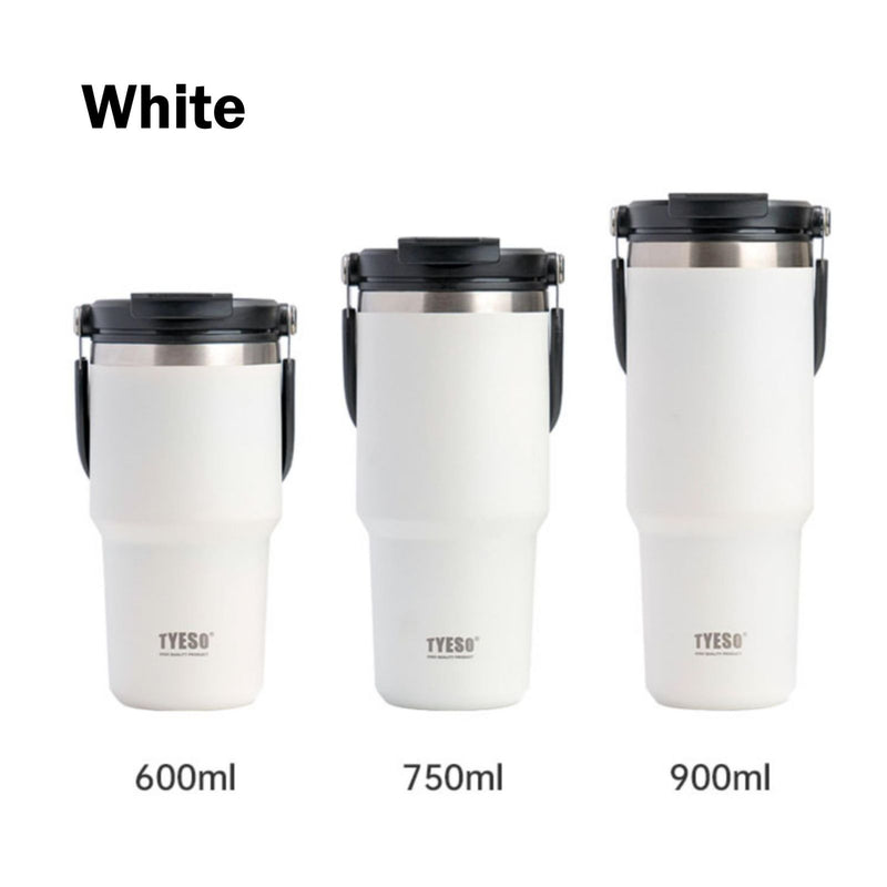 600ML White Stainless Steel Travel Mug with Leak-proof 2-in-1 Straw and Sip Lid, Vacuum Insulated Coffee Mug for Car, Office, Perfect Gifts, Keeps Liquids Hot or Cold - Outbackers