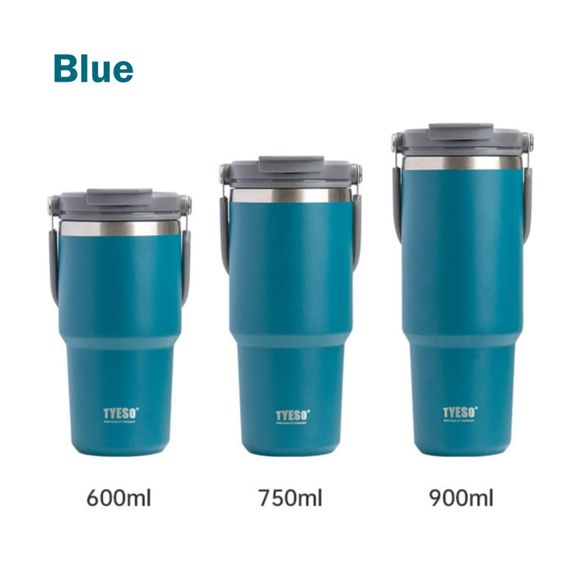 750ML Blue Stainless Steel Travel Mug with Leak-proof 2-in-1 Straw and Sip Lid, Vacuum Insulated Coffee Mug for Car, Office, Perfect Gifts, Keeps Liquids Hot or Cold - Outbackers