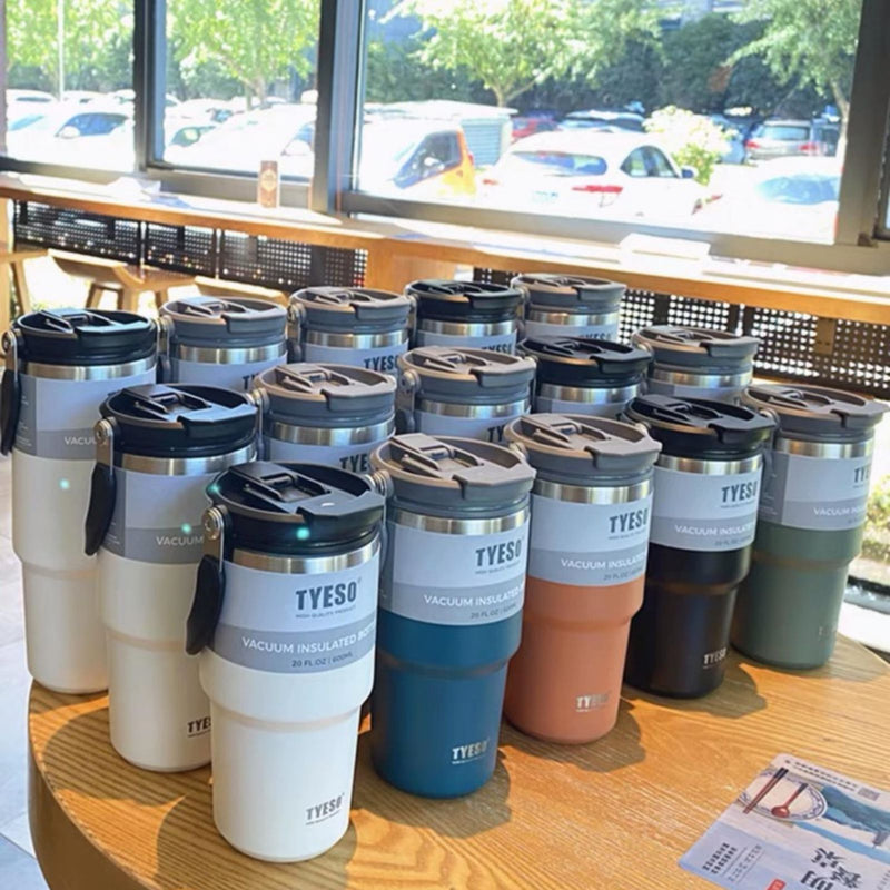 750ML Blue Stainless Steel Travel Mug with Leak-proof 2-in-1 Straw and Sip Lid, Vacuum Insulated Coffee Mug for Car, Office, Perfect Gifts, Keeps Liquids Hot or Cold - Outbackers