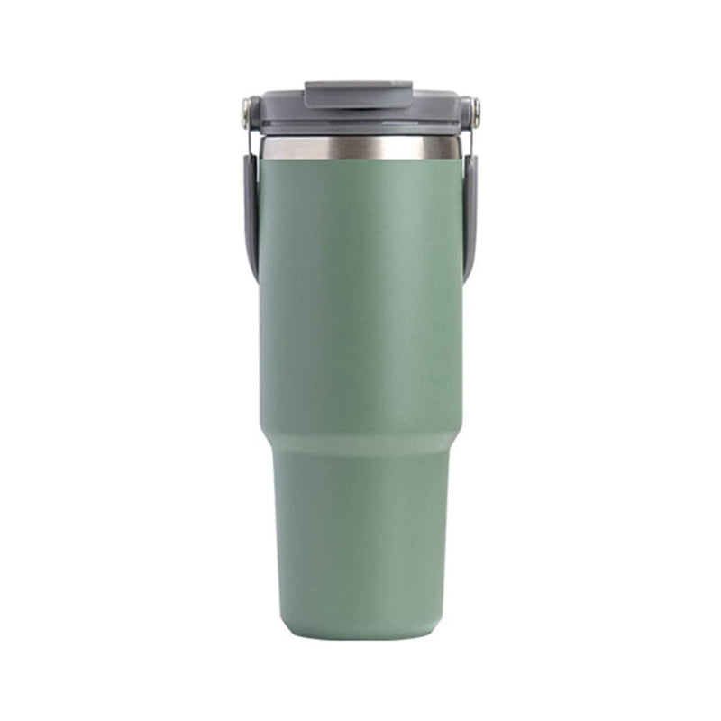 750ML Green Stainless Steel Travel Mug with Leak-proof 2-in-1 Straw and Sip Lid, Vacuum Insulated Coffee Mug for Car, Office, Perfect Gifts, Keeps Liquids Hot or Cold - Outbackers
