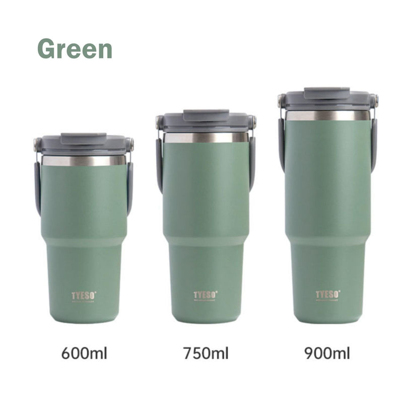 750ML Green Stainless Steel Travel Mug with Leak-proof 2-in-1 Straw and Sip Lid, Vacuum Insulated Coffee Mug for Car, Office, Perfect Gifts, Keeps Liquids Hot or Cold - Outbackers