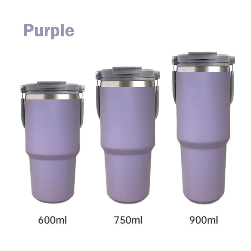 750ML Purple Stainless Steel Travel Mug with Leak-proof 2-in-1 Straw and Sip Lid, Vacuum Insulated Coffee Mug for Car, Office, Perfect Gifts, Keeps Liquids Hot or Cold - Outbackers