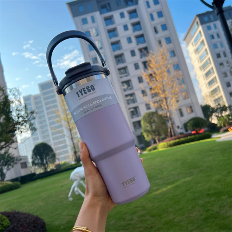 750ML Purple Stainless Steel Travel Mug with Leak-proof 2-in-1 Straw and Sip Lid, Vacuum Insulated Coffee Mug for Car, Office, Perfect Gifts, Keeps Liquids Hot or Cold - Outbackers