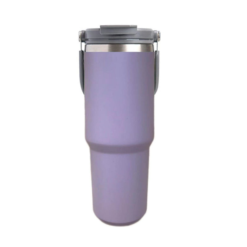 900ML Purple Stainless Steel Travel Mug with Leak-proof 2-in-1 Straw and Sip Lid, Vacuum Insulated Coffee Mug for Car, Office, Perfect Gifts, Keeps Liquids Hot or Cold - Outbackers