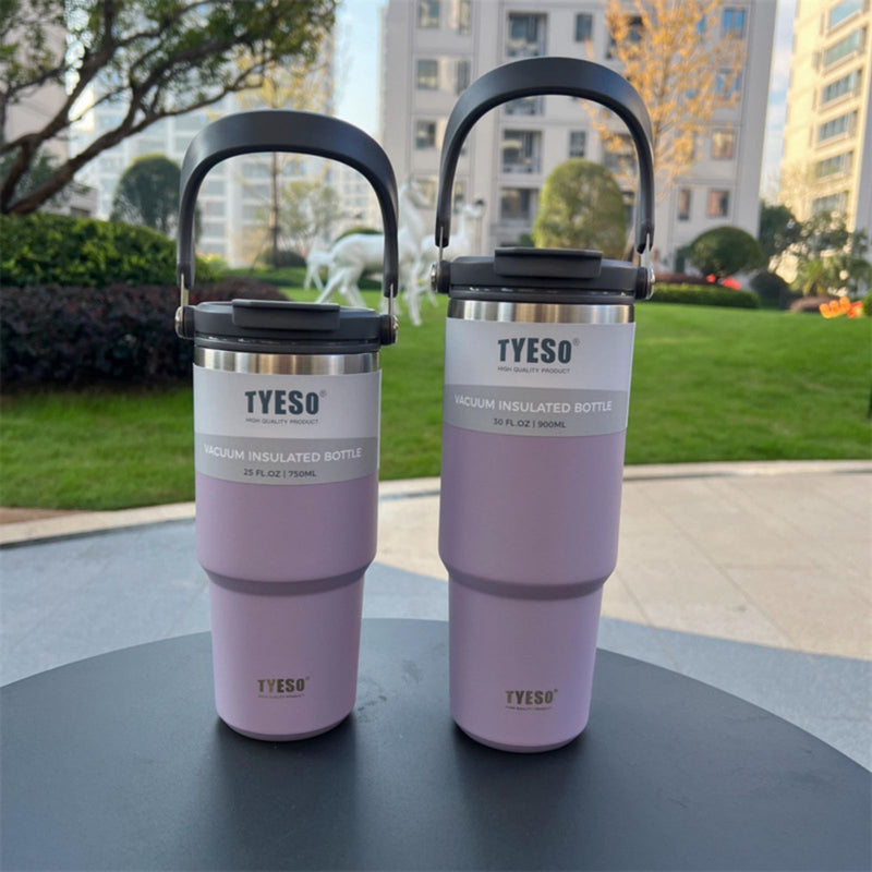 900ML Purple Stainless Steel Travel Mug with Leak-proof 2-in-1 Straw and Sip Lid, Vacuum Insulated Coffee Mug for Car, Office, Perfect Gifts, Keeps Liquids Hot or Cold - Outbackers