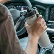 900ML White Stainless Steel Travel Mug with Leak-proof 2-in-1 Straw and Sip Lid, Vacuum Insulated Coffee Mug for Car, Office, Perfect Gifts, Keeps Liquids Hot or Cold - Outbackers