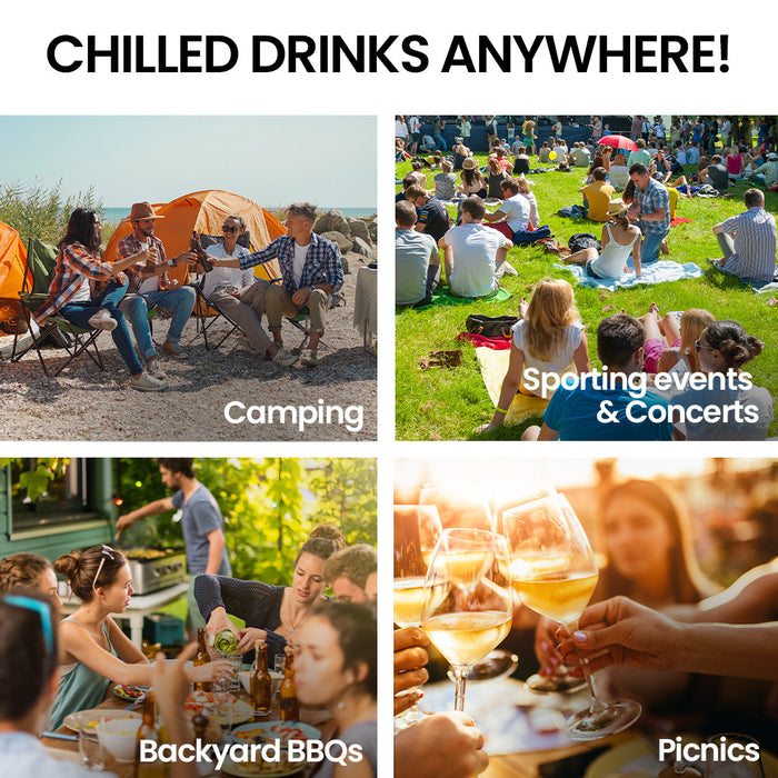 Gecko 55L Dual Zone Portable Fridge Freezer with onboard Lithium Battery, 12V/24V/240V, with 2 Doors, Wheels, for Camping, Car, Outings - Outbackers