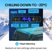 Gecko 55L Dual Zone Portable Fridge Freezer with onboard Lithium Battery, 12V/24V/240V, with 2 Doors, Wheels, for Camping, Car, Outings - Outbackers