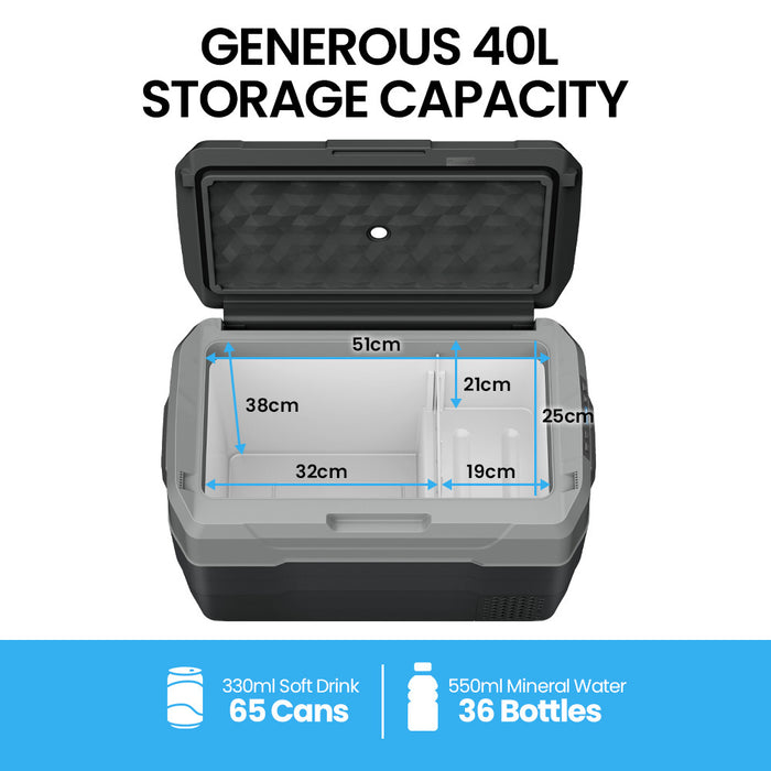 GECKO 40L Portable Fridge Freezer 12V/24V/240V for Camping, Car, Caravan, Boats - Outbackers
