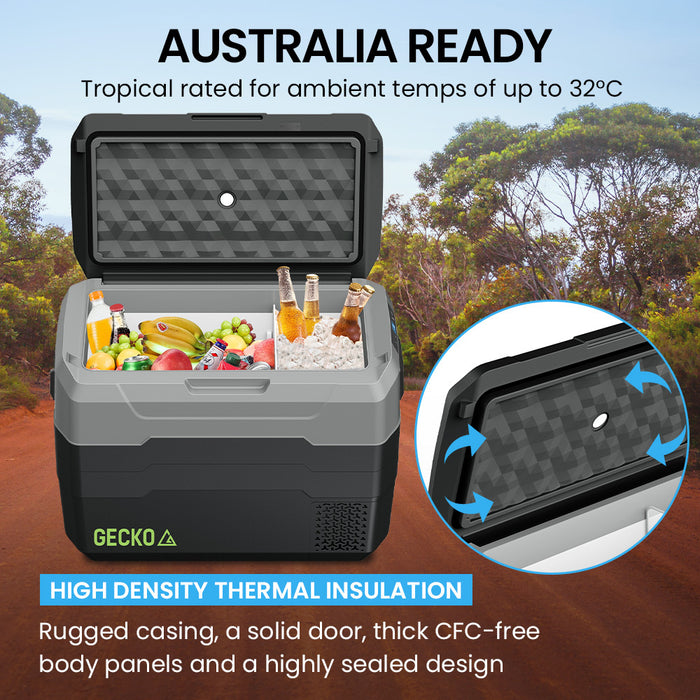 GECKO 40L Portable Fridge Freezer 12V/24V/240V for Camping, Car, Caravan, Boats - Outbackers