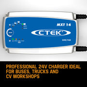 CTEK MXT14 24V 14A Smart Battery Charger 14Amp Bus Truck CV 8 Stage Workshop - Outbackers