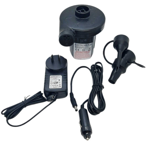 Electric Air Pump - 2 Way Inflator and Deflator - DC Adaptor + Car Lighter Plug - Outbackers