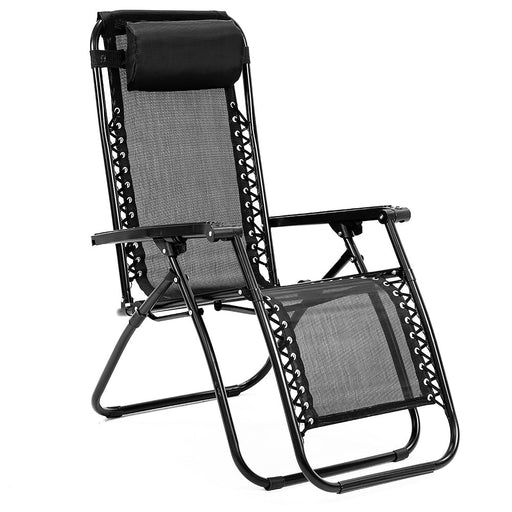 Wallaroo Zero Gravity Reclining Deck Lounge Sun Beach Chair Outdoor Folding Camping - Black - Outbackers