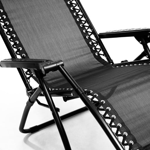 Wallaroo Zero Gravity Reclining Deck Lounge Sun Beach Chair Outdoor Folding Camping - Black - Outbackers