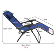 Wallaroo Zero Gravity Reclining Deck Lounge Sun Beach Chair Outdoor Folding Camping - Grey - Outbackers