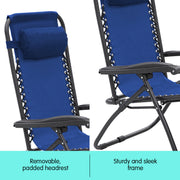 Wallaroo Zero Gravity Reclining Deck Lounge Sun Beach Chair Outdoor Folding Camping - Grey - Outbackers