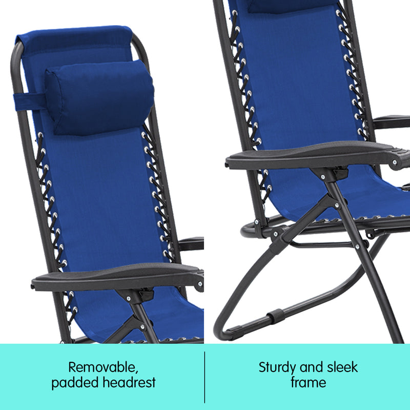 Wallaroo Zero Gravity Reclining Deck Lounge Sun Beach Chair Outdoor Folding Camping - Grey - Outbackers