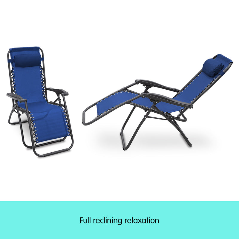 Wallaroo Zero Gravity Reclining Deck Lounge Sun Beach Chair Outdoor Folding Camping - Grey - Outbackers