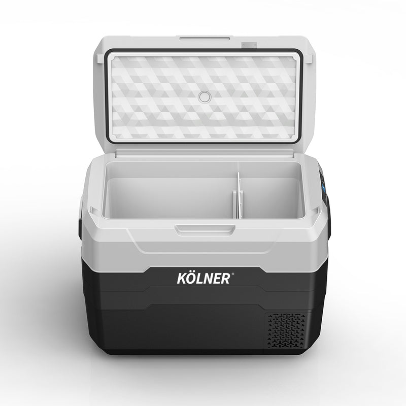 Kolner 40l Fridge Freezer Cooler 12/24/240v Camping Portable Esky Refrigerator With Trolley - Black - Outbackers
