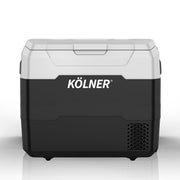 Kolner 50l Fridge Freezer Cooler 12/24/240v Camping Portable Esky Refrigerator With Trolley - Black - Outbackers