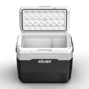 Kolner 50l Fridge Freezer Cooler 12/24/240v Camping Portable Esky Refrigerator With Trolley - Black - Outbackers