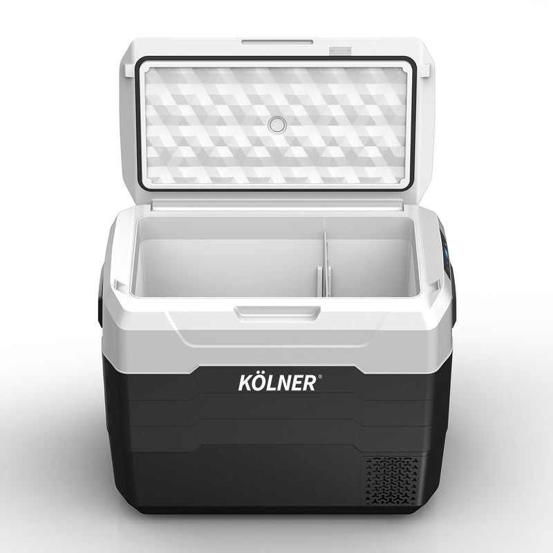 Kolner 50l Fridge Freezer Cooler 12/24/240v Camping Portable Esky Refrigerator With Trolley - Black - Outbackers