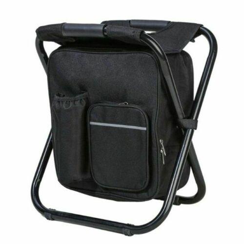 Portable Folding Backpack Chair Camping Stool Cooler Bag Rucksack Beach Fishing 150kg load Black - Outbackers