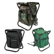 Portable Folding Backpack Chair Camping Stool Cooler Bag Rucksack Beach Fishing 150kg load Black - Outbackers