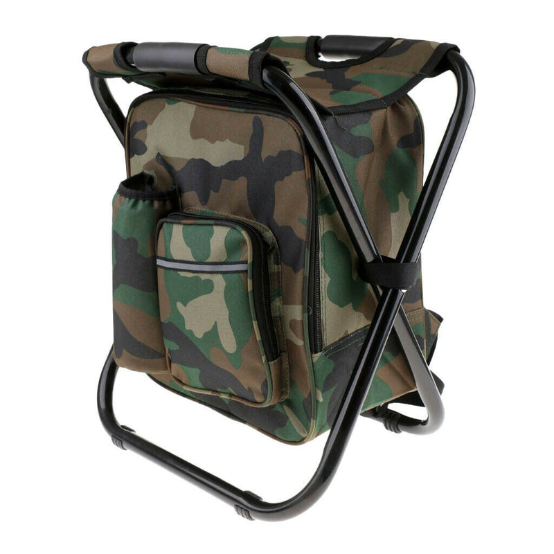 Portable Folding Backpack Chair Camping Stool Cooler Bag Rucksack Beach Fishing 150kg load Black - Outbackers
