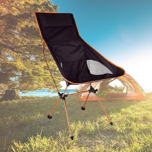 Camping Chair Folding High Back Backpacking Chair with Headrest Orange - Outbackers
