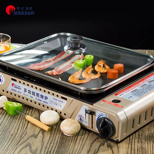 Portable Gas Burner Stove with Inset Non Stick Cooking Pan Cooker Butane Camping 60mm - Outbackers