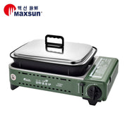 Portable Gas BBQ Stove PRO Grill Plate Burner Butane Camping Gas Cooker With Non Stick Pan and Lid - Outbackers