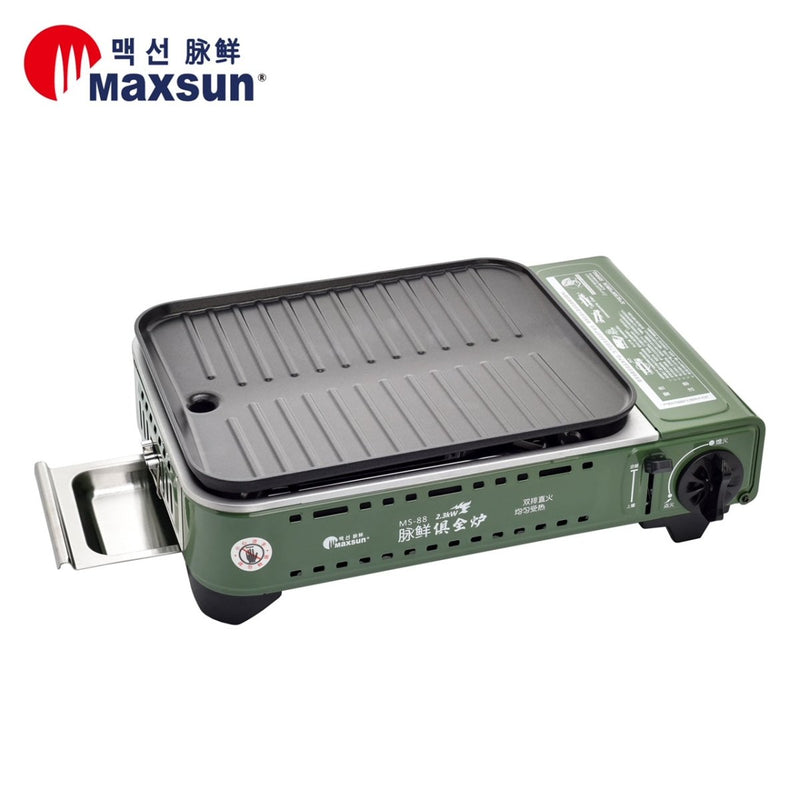 Portable Gas BBQ Stove PRO Grill Plate Burner Butane Camping Gas Cooker With Non Stick Pan and Lid - Outbackers