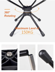 Outdoor Hiking Camping Beach Portable Folding Swivel Chair + Carry Bag Black - Outbackers