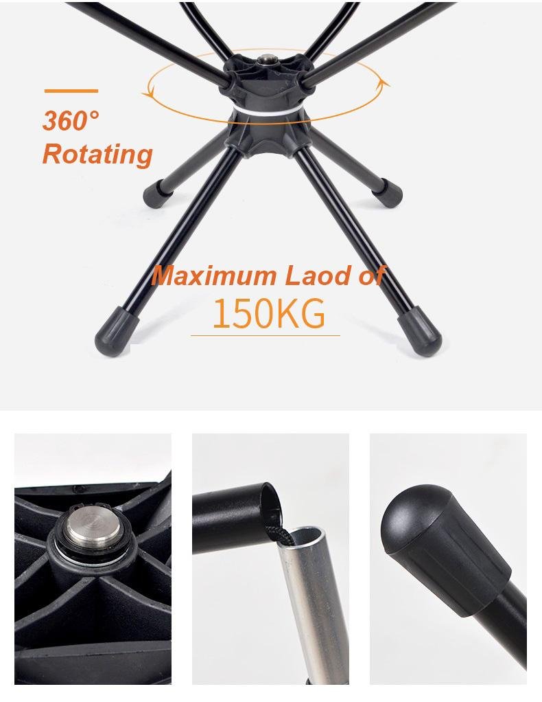Outdoor Hiking Camping Beach Portable Folding Swivel Chair + Carry Bag Black - Outbackers