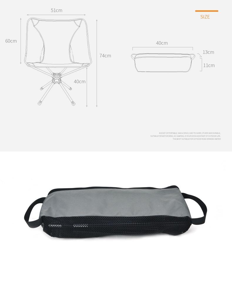 Outdoor Hiking Camping Beach Portable Folding Swivel Chair + Carry Bag Black - Outbackers