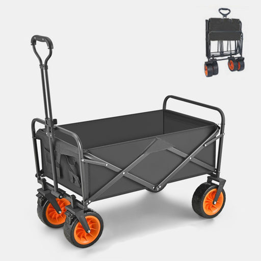 8 Inch Wheel Black Folding Beach Wagon Cart Trolley Garden Outdoor Picnic Camping Sports Market Collapsible Shop - Outbackers