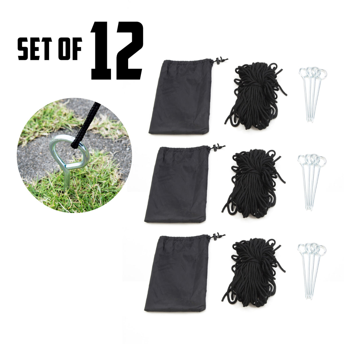 Camperoos 12 Set Gazebo Outdoor Marquee Tent Rope Set — Outbackers