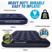 Bestway Queen Inflatable Air Bed Indoor/Outdoor Heavy Duty Durable Camping - Outbackers