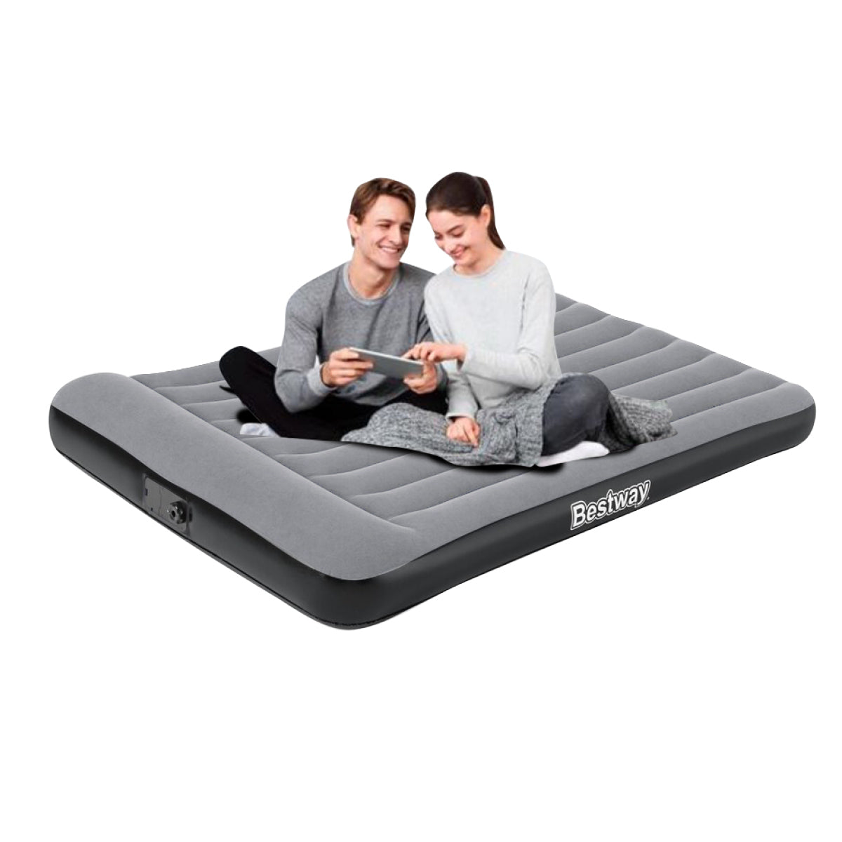Bestway Double Inflatable Air Bed Tritech Built-In Pump Heavy Duty ...