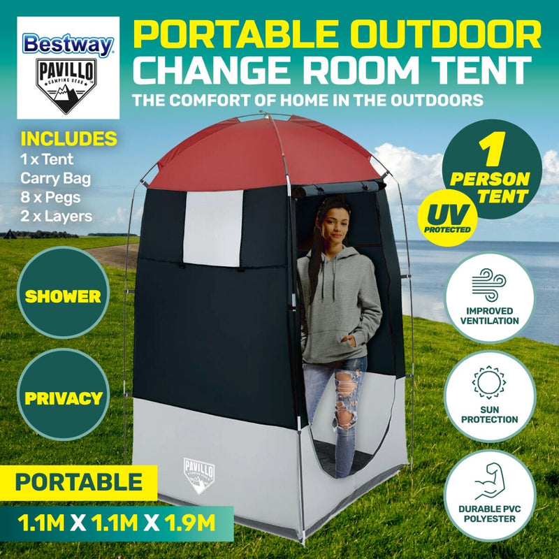 Bestway 1.9m x 1.1m Outdoor Portable Change Room Tent Spacious Zippered Door - Outbackers