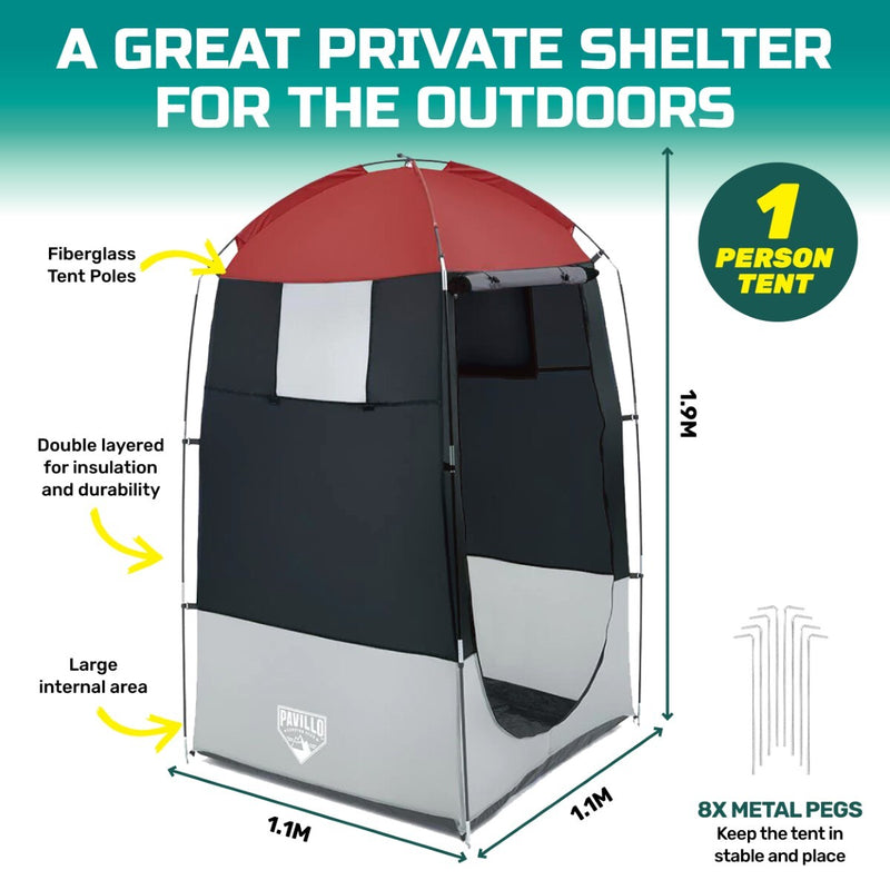 Bestway 1.9m x 1.1m Outdoor Portable Change Room Tent Spacious Zippered Door - Outbackers